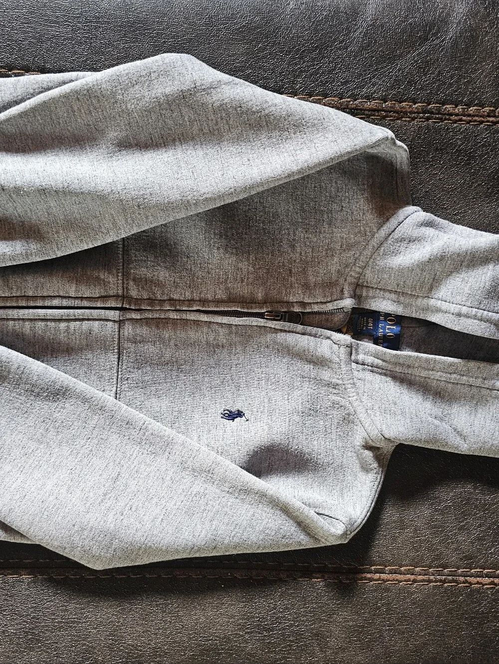 Ralph Lauren Kids Light Gray Hooded Zip Sweatshirt